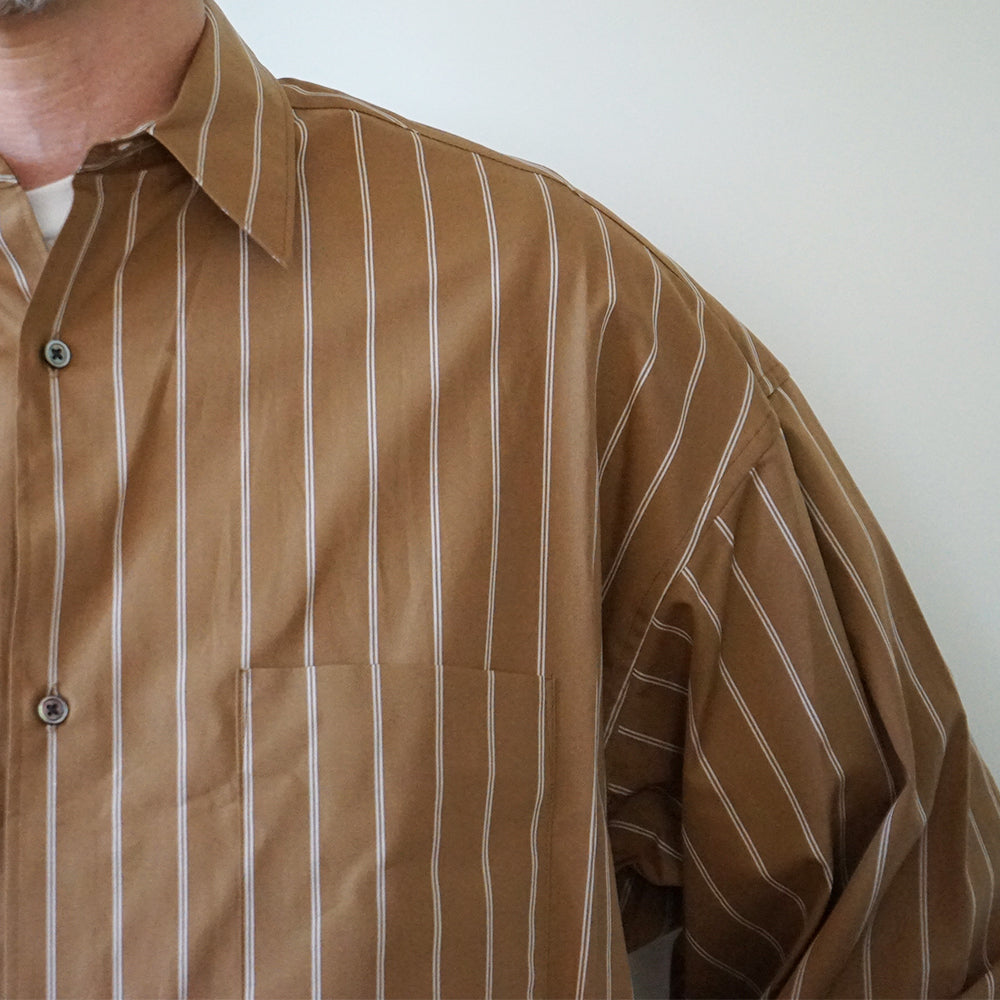Graphpaper - SIDOGRAS Brown Stripe L/S Oversized Regular Collar Shirt