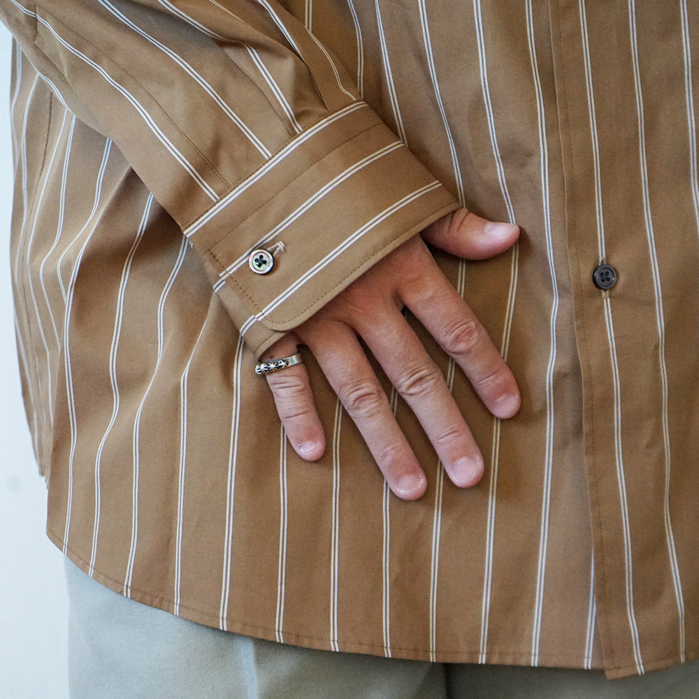 Graphpaper - SIDOGRAS Brown Stripe L/S Oversized Regular Collar Shirt