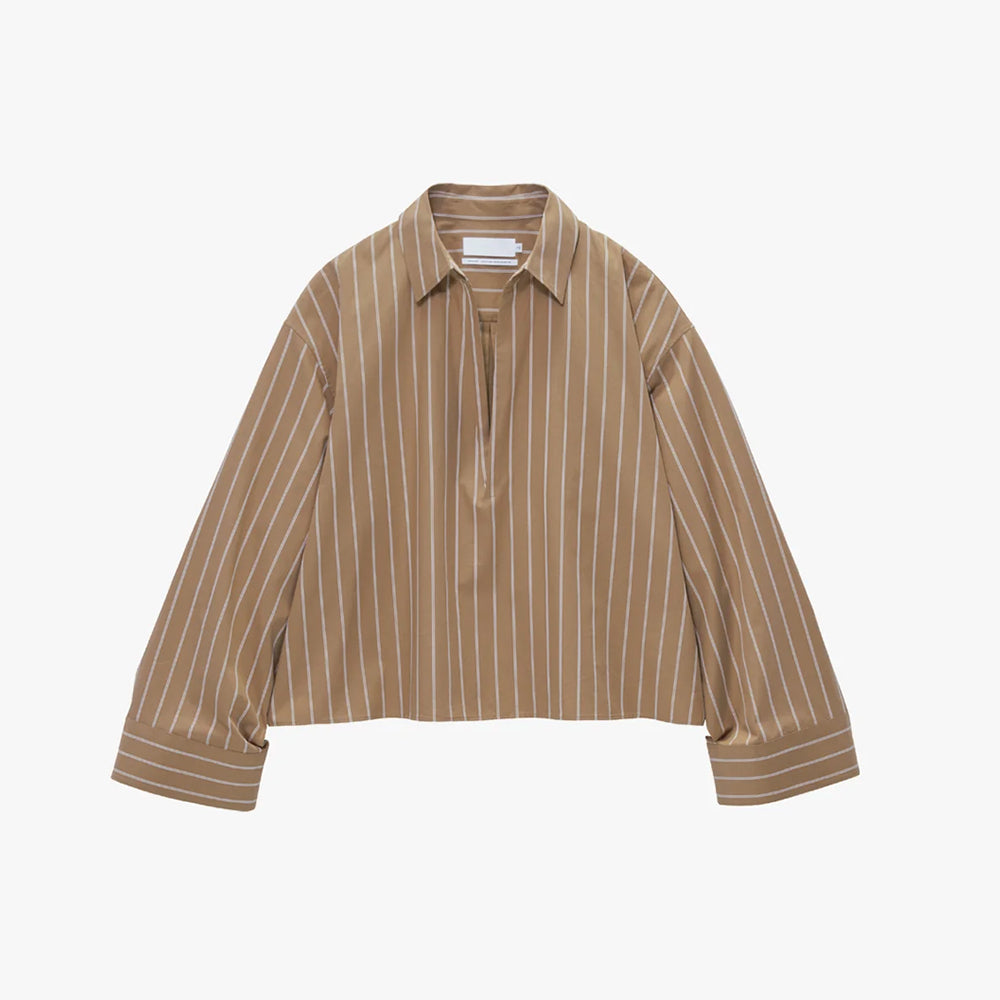 Graphpaper - SIDOGRAS Brown Stripe Short Skipper Blouse