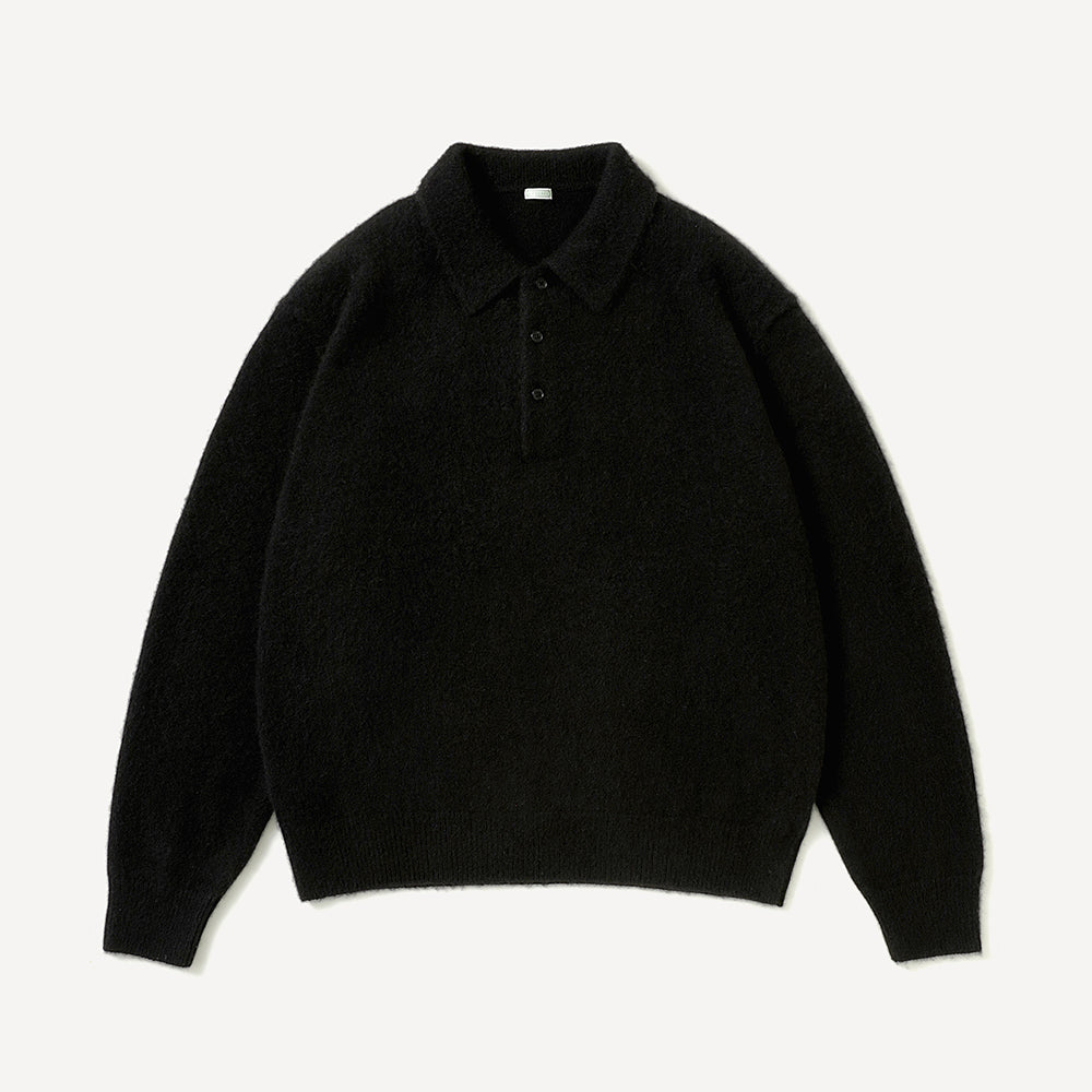 A.PRESSE - Brushed Cashmere Middle Gauge Polo Collar Sweater