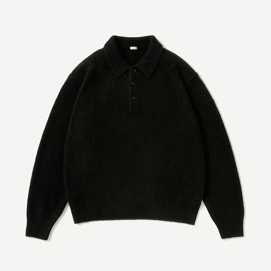 A.PRESSE - Brushed Cashmere Middle Gauge Polo Collar Sweater