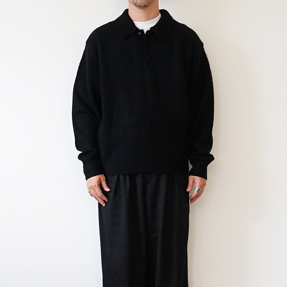 A.PRESSE - Brushed Cashmere Middle Gauge Polo Collar Sweater