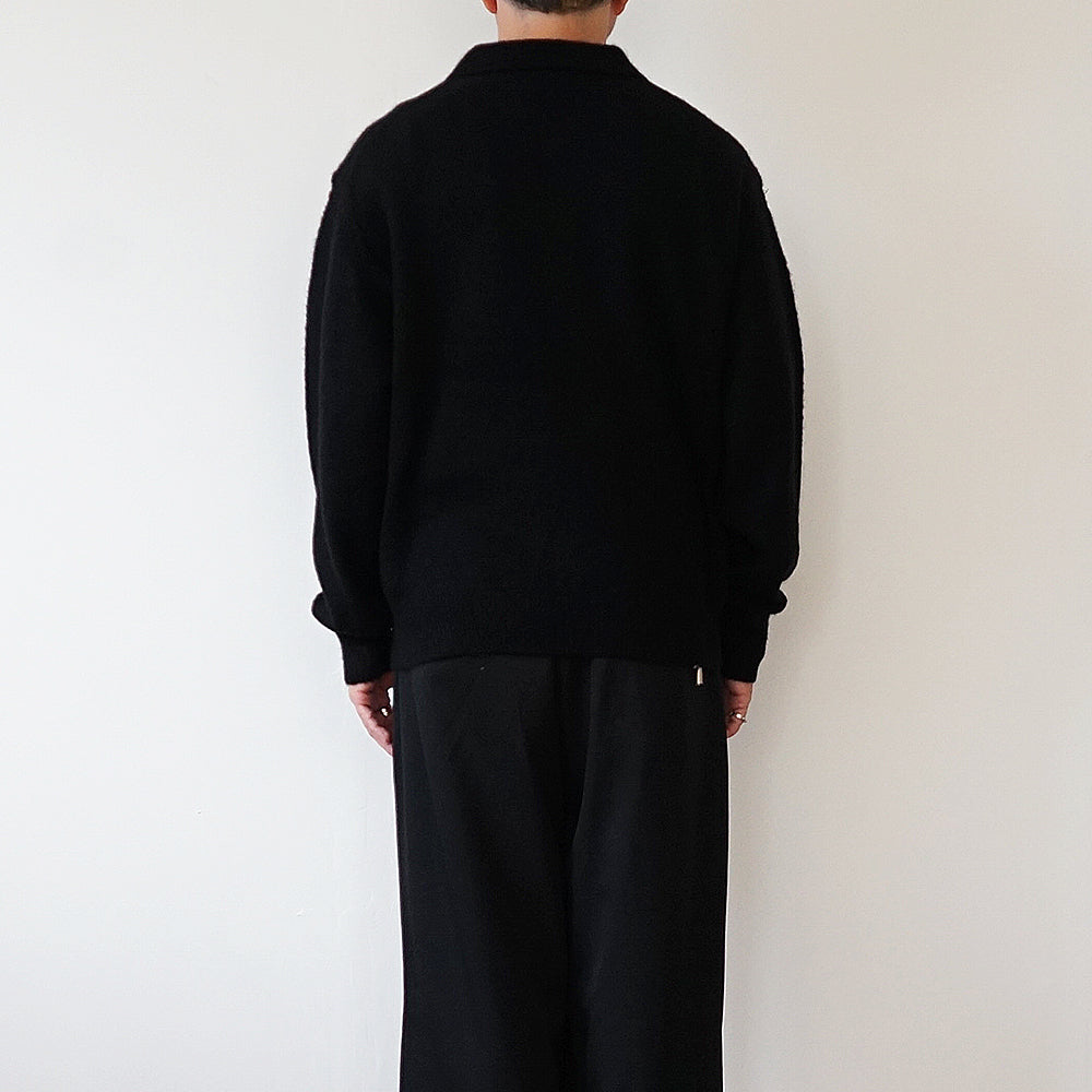 A.PRESSE - Brushed Cashmere Middle Gauge Polo Collar Sweater