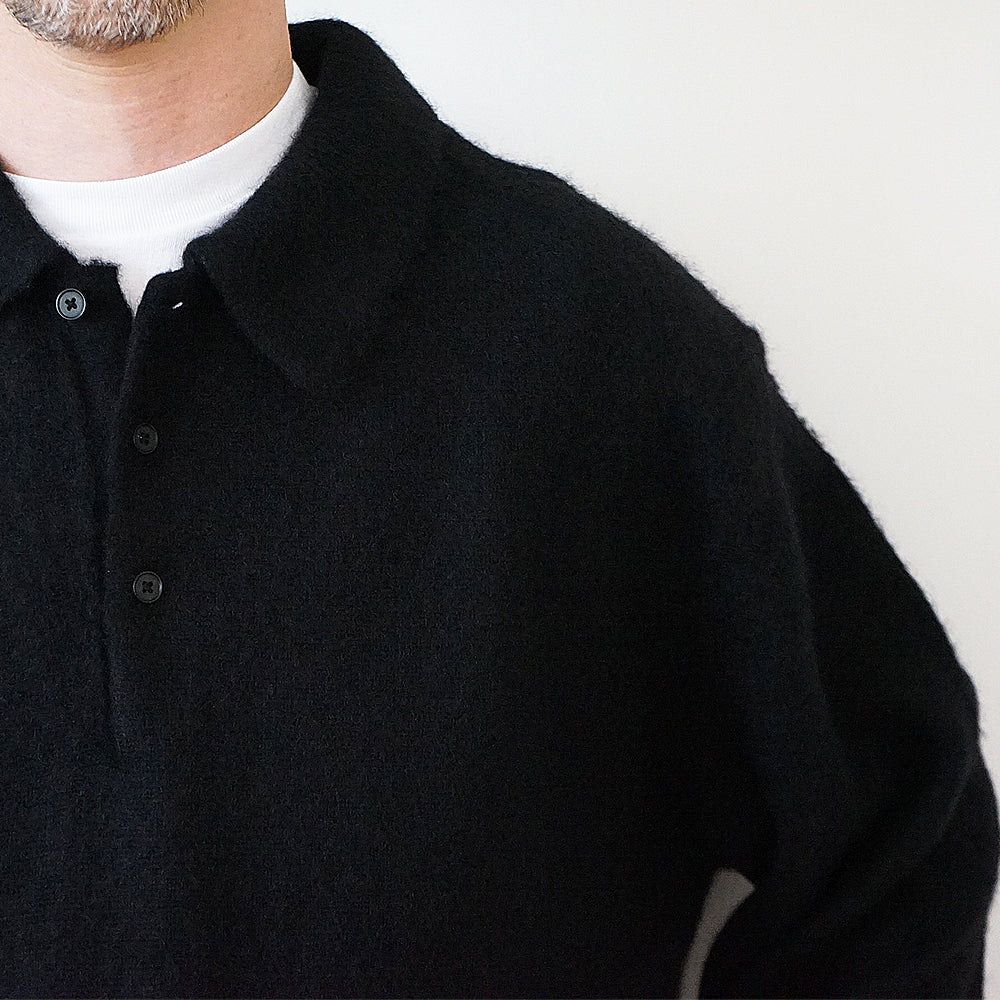 A.PRESSE - Brushed Cashmere Middle Gauge Polo Collar Sweater