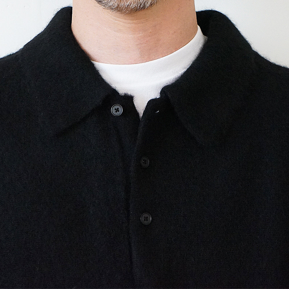 A.PRESSE - Brushed Cashmere Middle Gauge Polo Collar Sweater