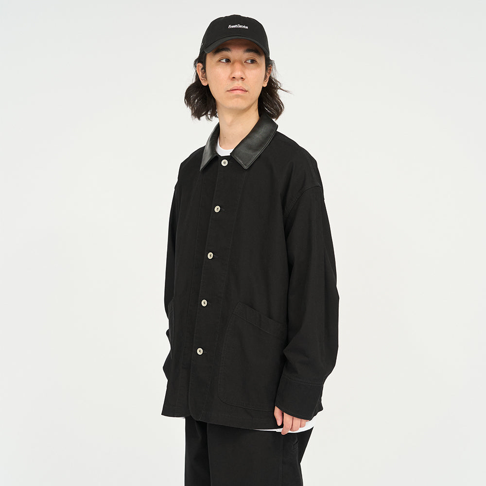 Fresh Service - COTTON CANVAS LEATHER COLLAR WORK JACKET