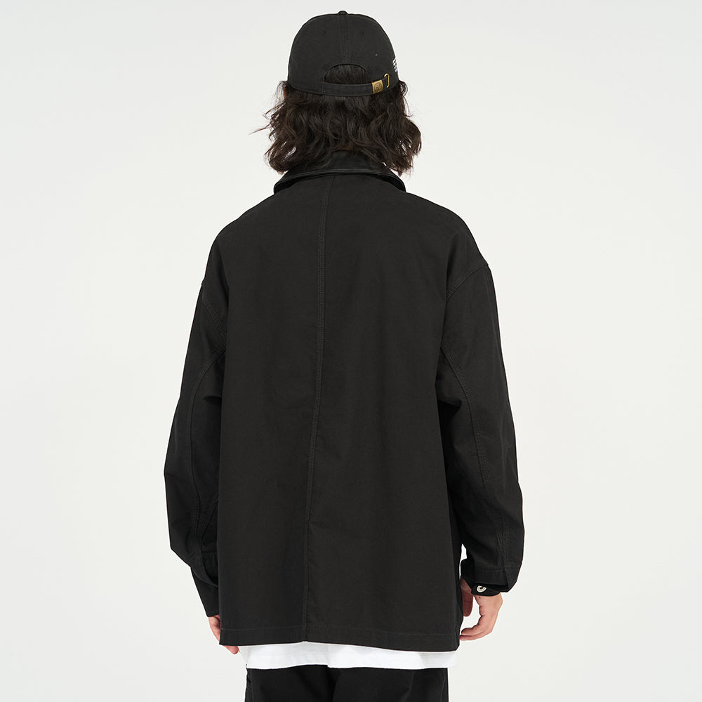 Fresh Service - COTTON CANVAS LEATHER COLLAR WORK JACKET
