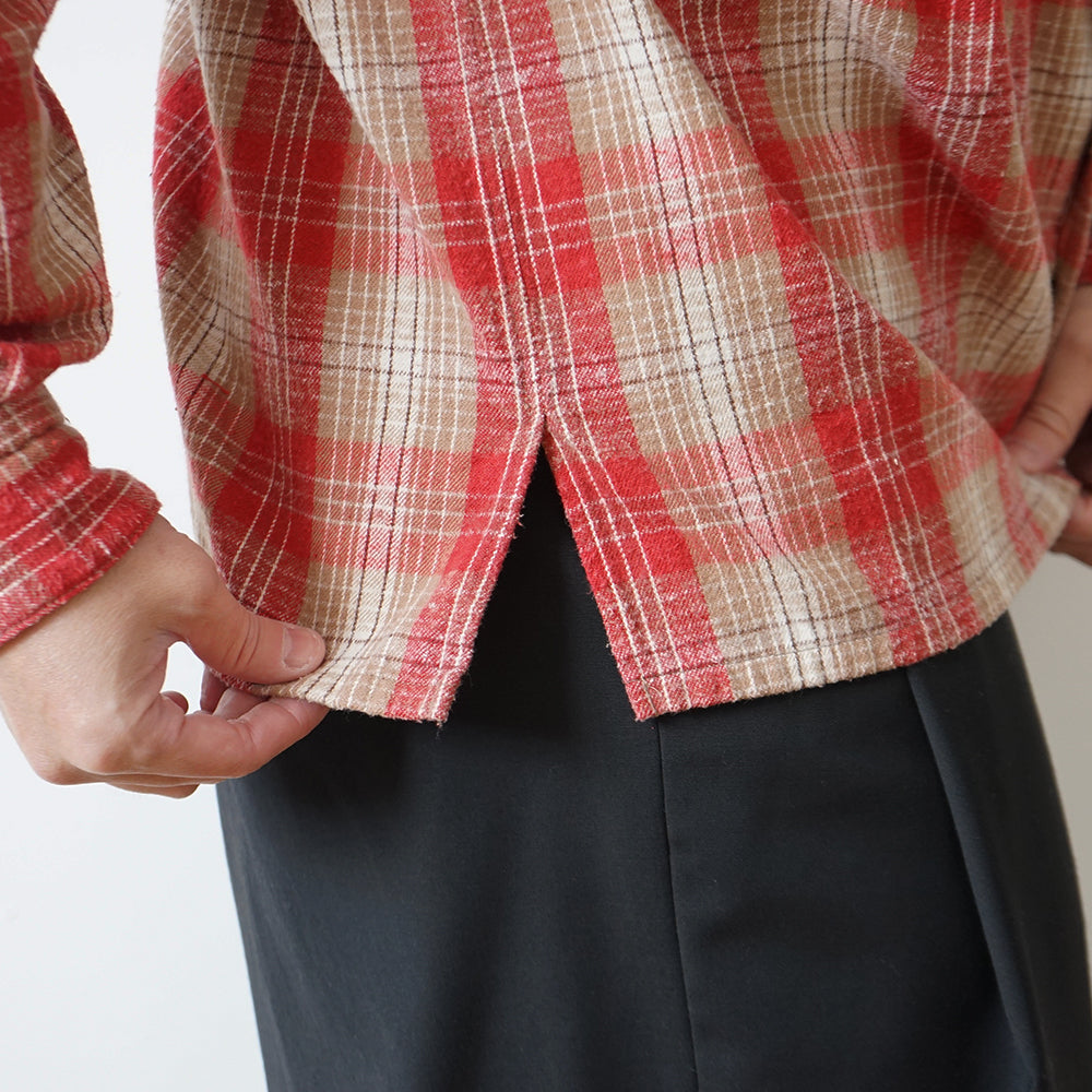 A.PRESSE - Vintage Cotton Silk Nep Twill Check Shirt