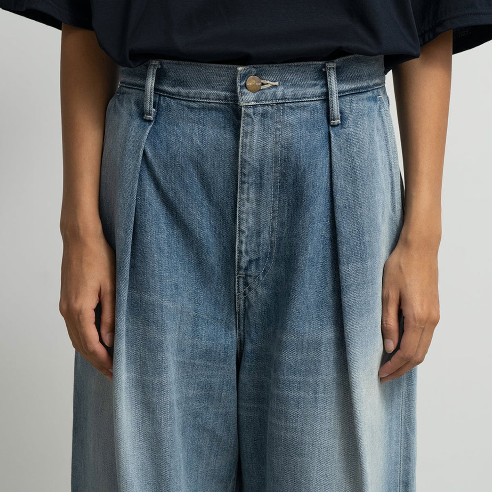 Graphpaper - Selvage Denim Two Tuck Wide Pants-LIGHT FADE-
