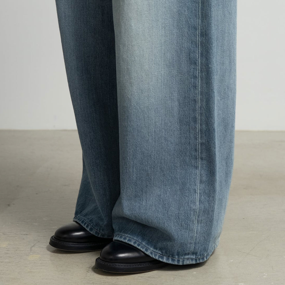 Graphpaper - Selvage Denim Two Tuck Wide Pants-LIGHT FADE-