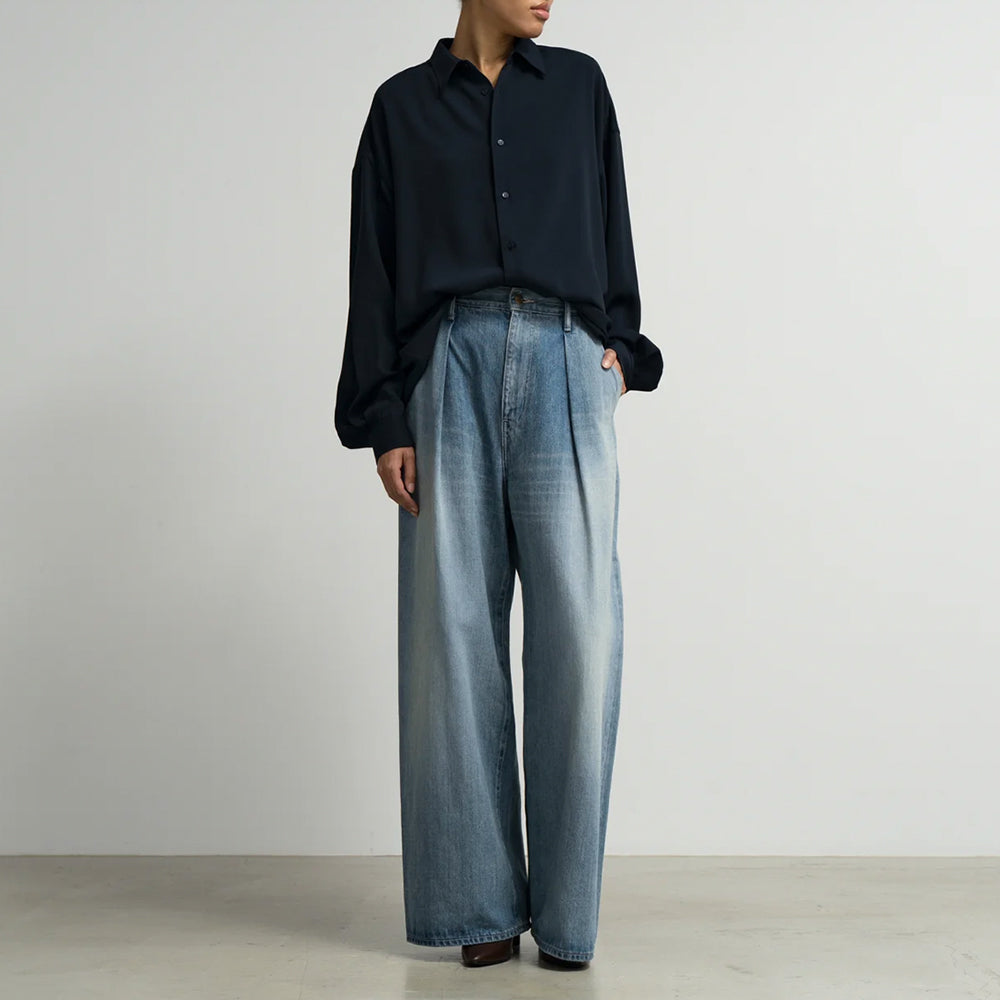 Graphpaper - Satin Oversized Regular Collar Shirt