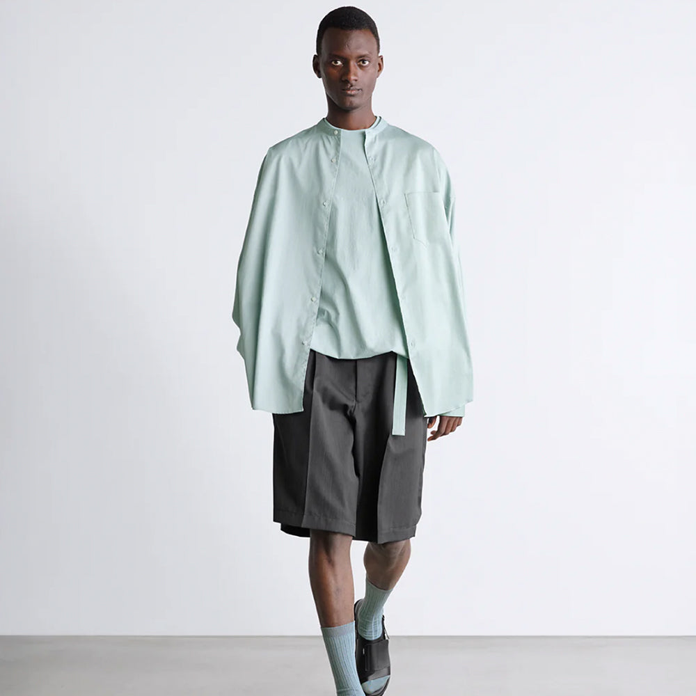 Graphpaper - Silicon Poplin Oversized Band Collar Shirt