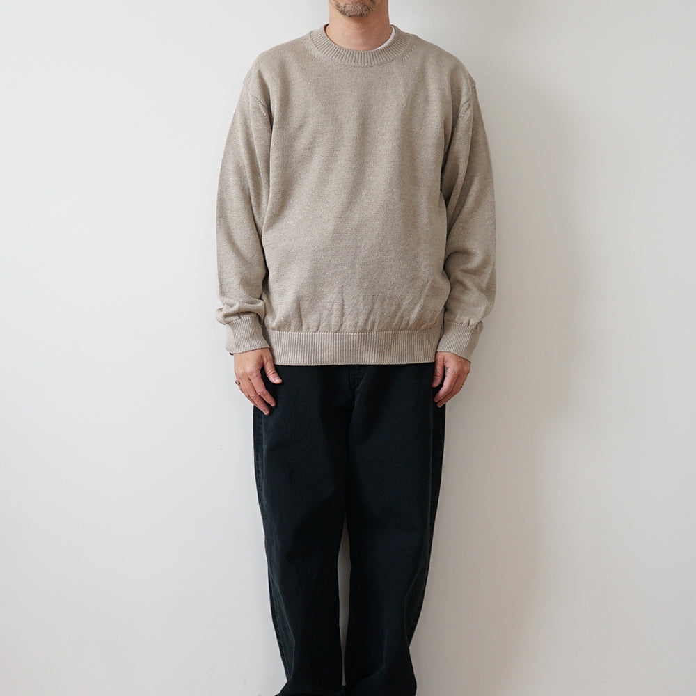 BATONER - WASHED HIGH COUNT LINEN CREW NECK