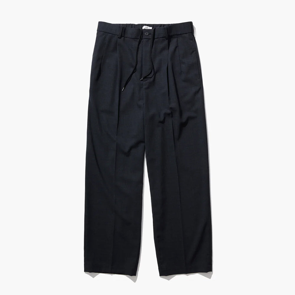 ATON - TWIST WOOL GAUZE TWO TUCKED EASY PANTS