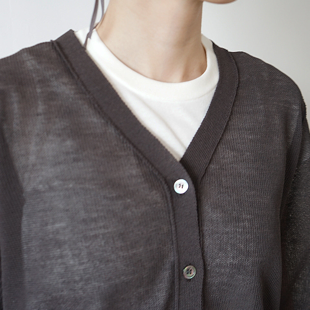 BATONER - SHEER THERMAL V NECK CARDIGAN