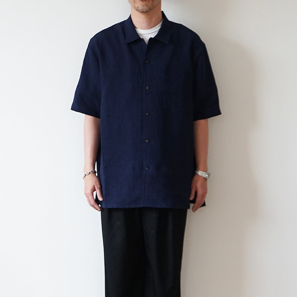 Cale -  Water Twisted Linen Open Collar Shirt
