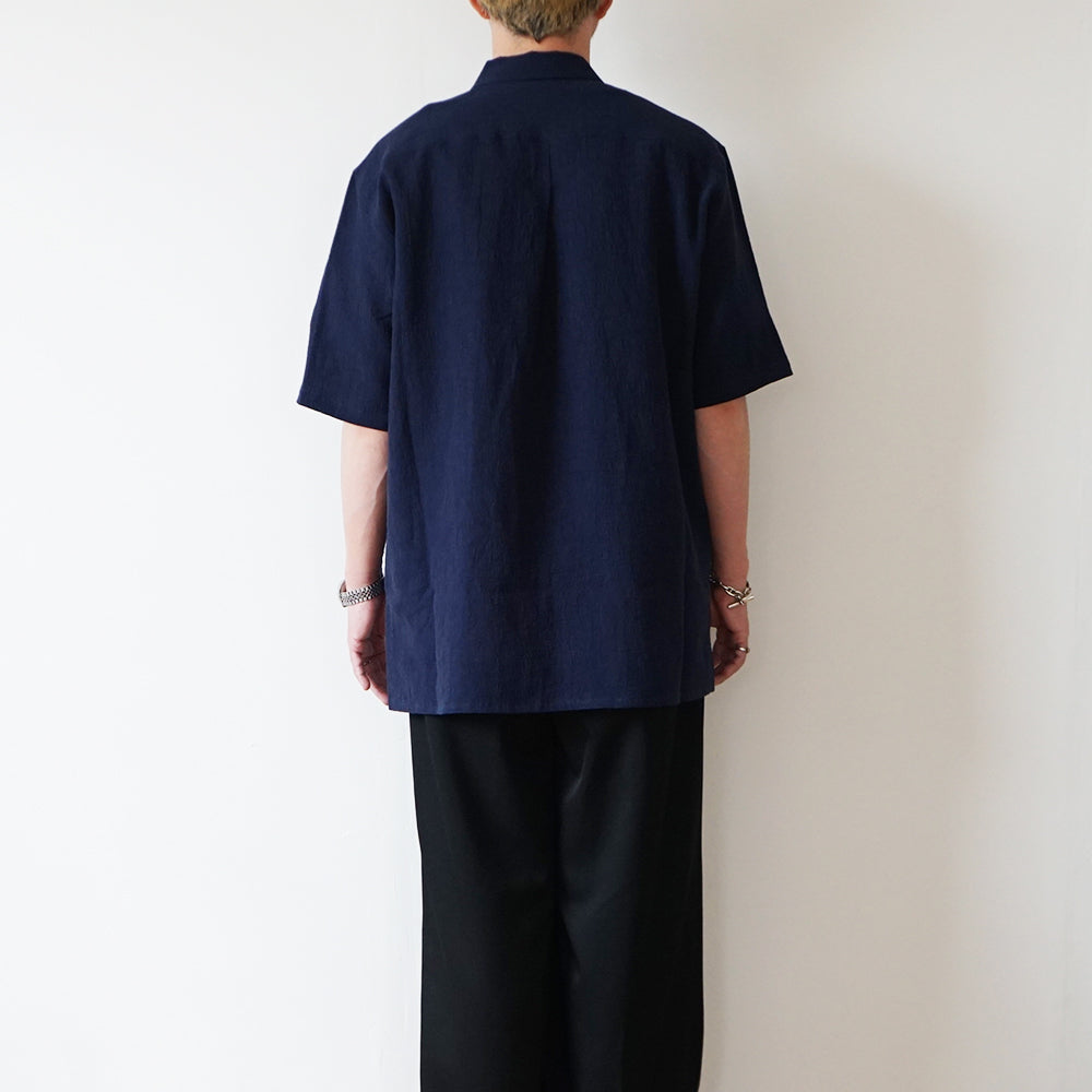 Cale -  Water Twisted Linen Open Collar Shirt