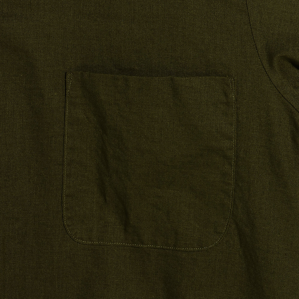 FOUNDOUR - COTTON LINEN OPEN COLLAR SHIRT