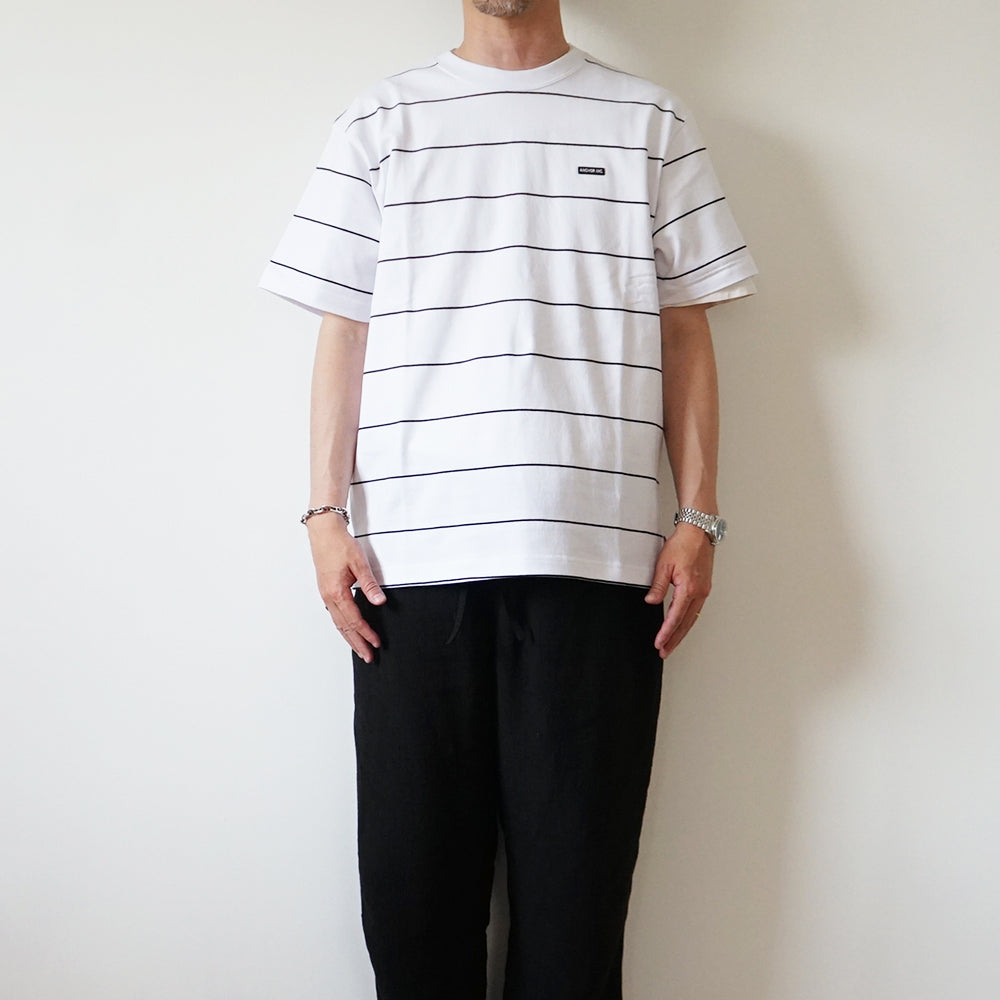 Mercedes Anchor inc. - BOLD LOGO PATCHED STRIPED TEE